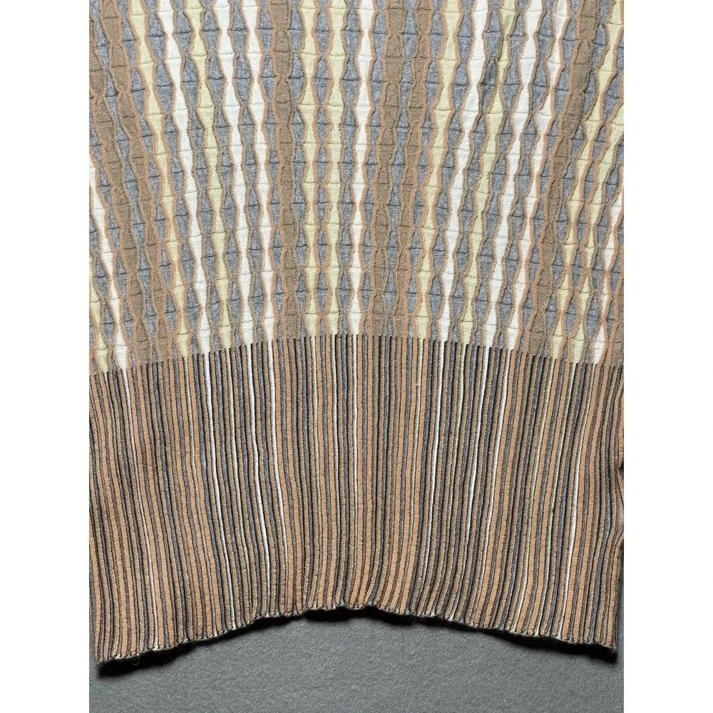 Women's M Sweater Top‎ Anthropologie Nessa Striped Smocked Gray Orange Wool Boho